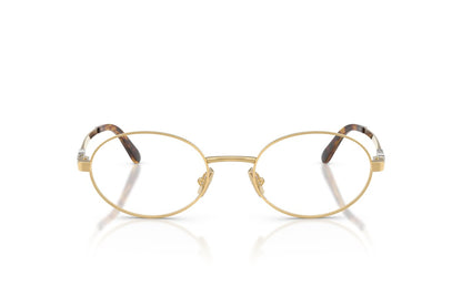 Miu Miu MU50ZV Oval Eyeglasses in Clear Gold, angle view