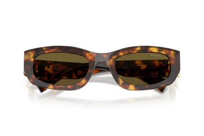 Miu Miu MUB04S Geometric Sunglasses in Dark Brown/Havana Honey, detail view