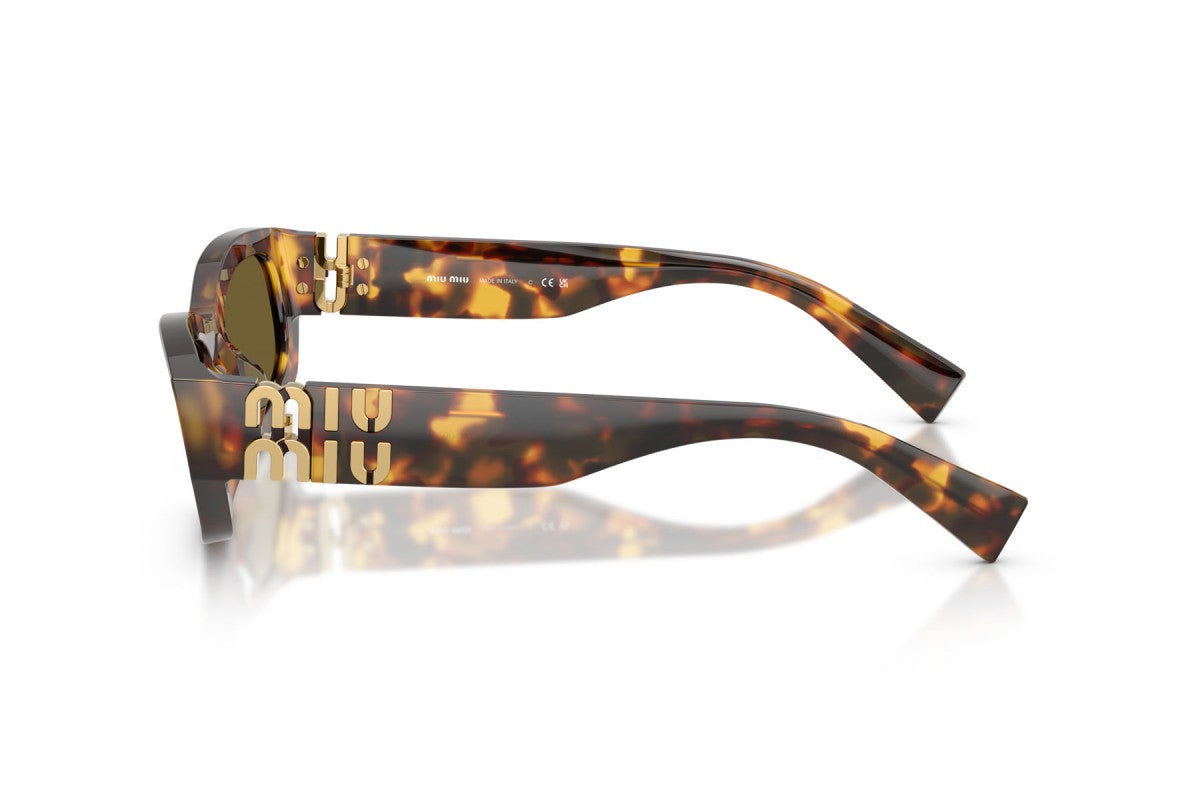 Miu Miu MUB04S Geometric Sunglasses in Dark Brown/Havana Honey, side view