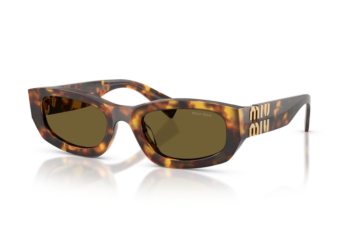 Miu Miu MUB04S Geometric Sunglasses in Dark Brown/Havana Honey, angle view