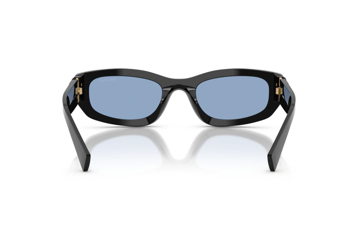 Miu Miu MUB04S Geometric Sunglasses in Light Blue/Black, back view