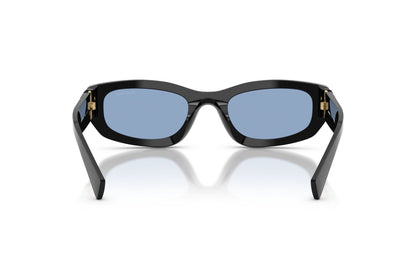 Miu Miu MUB04S Geometric Sunglasses in Light Blue/Black, back view