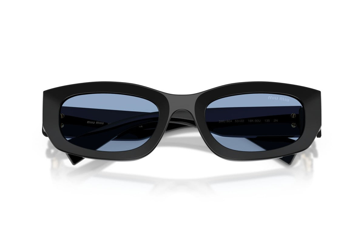 Miu Miu MUB04S Geometric Sunglasses in Light Blue/Black, detail view