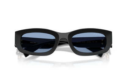 Miu Miu MUB04S Geometric Sunglasses in Light Blue/Black, detail view