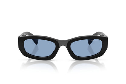 Miu Miu MUB04S Geometric Sunglasses in Light Blue/Black, front view