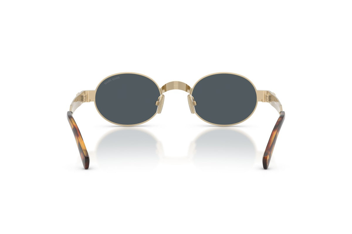Miu Miu MUB51S Oval Sunglasses in Dark Grey Pale Gold, back view