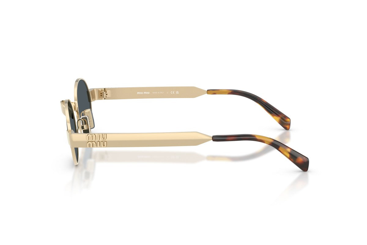 Miu Miu MUB51S Oval Sunglasses in Dark Grey Pale Gold, side view