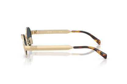Miu Miu MUB51S Oval Sunglasses in Dark Grey Pale Gold, side view