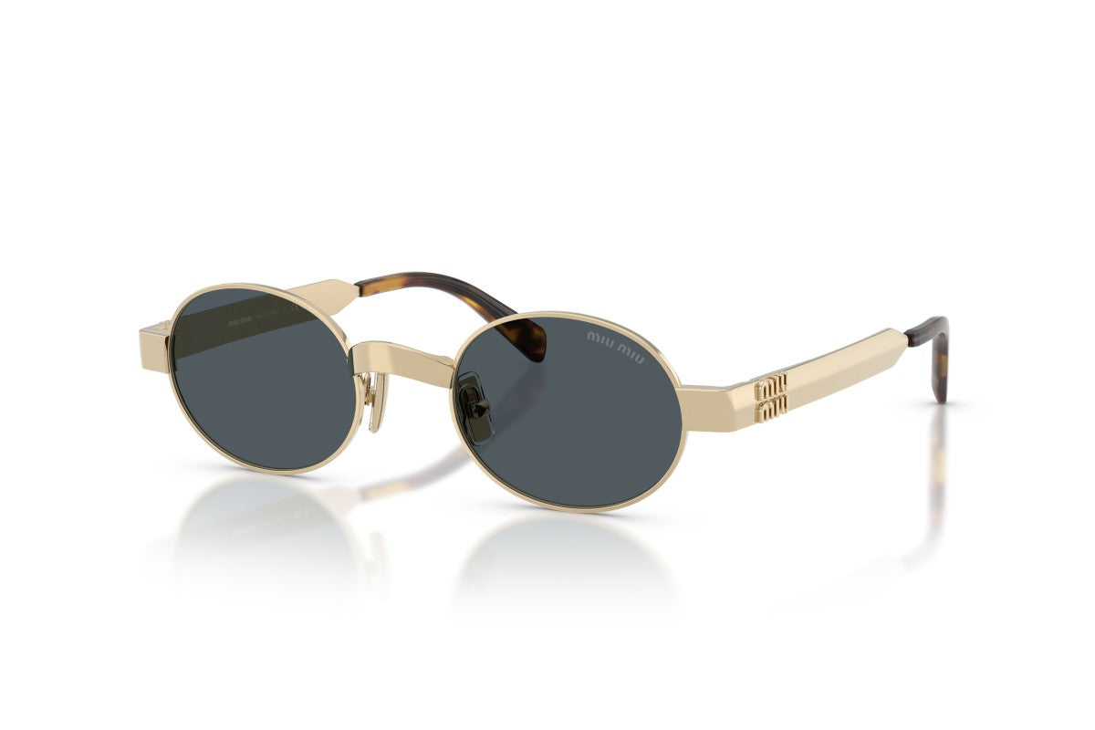 Miu Miu MUB51S Oval Sunglasses in Dark Grey Pale Gold, angle view