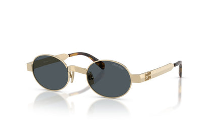 Miu Miu MUB51S Oval Sunglasses in Dark Grey Pale Gold, angle view