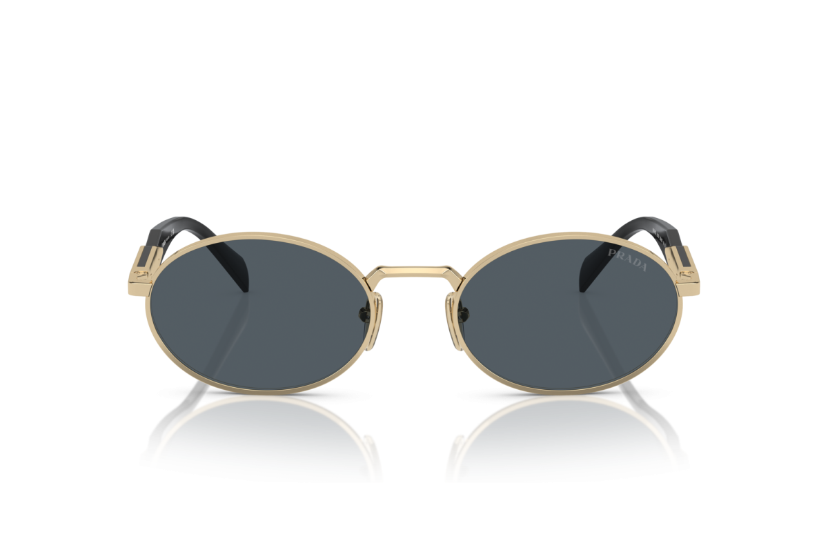 Prada PR65ZS Oval Sunglasses in Dark Grey Pale Gold, front view