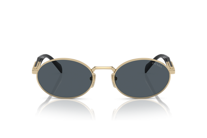 Prada PR65ZS Oval Sunglasses in Dark Grey Pale Gold, front view
