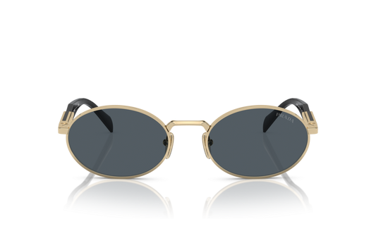 Prada PR65ZS Oval Sunglasses in Dark Grey Pale Gold, front view