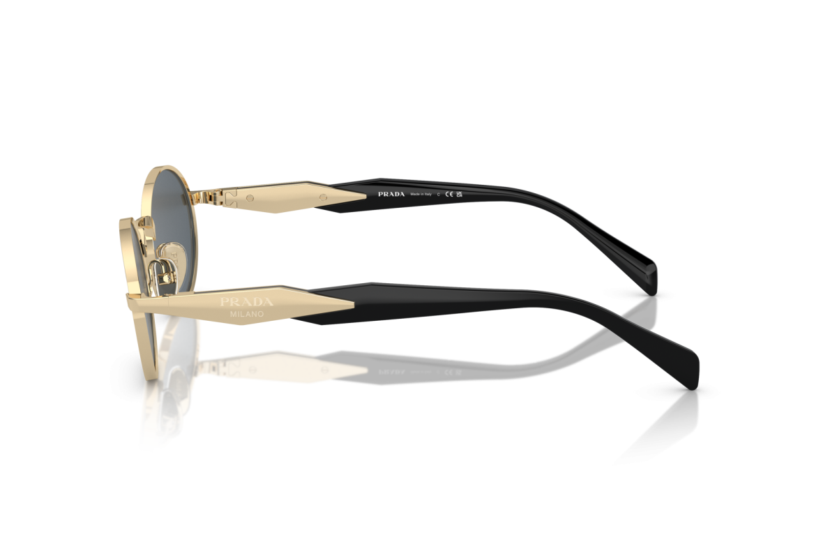 Prada PR65ZS Oval Sunglasses in Dark Grey Pale Gold, side view