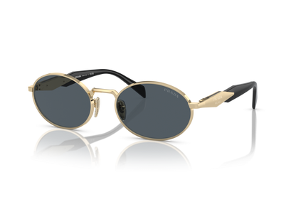 Prada PR65ZS Oval Sunglasses in Dark Grey Pale Gold, angle view