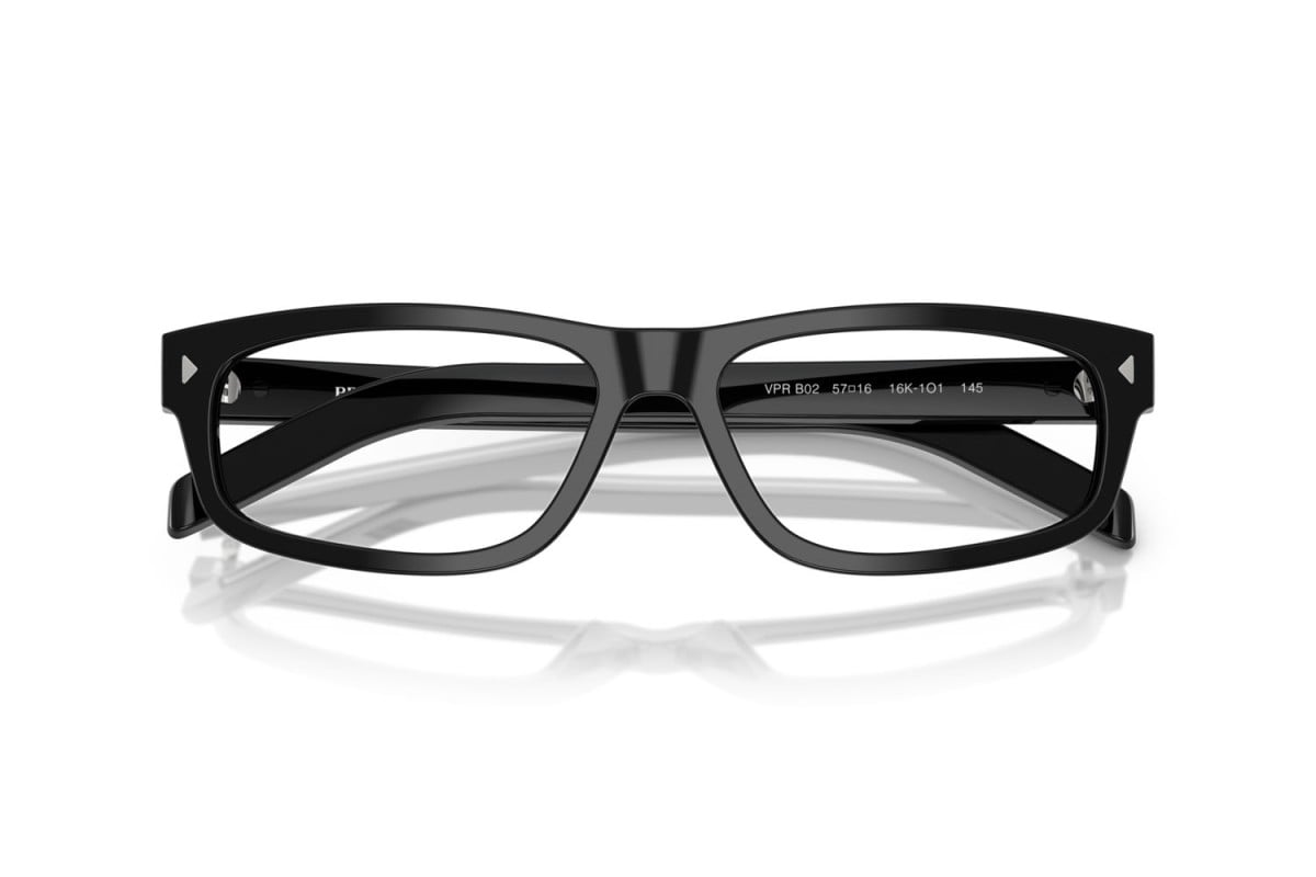 Prada PRB02V Rectangle Eyeglasses in Black, detail view