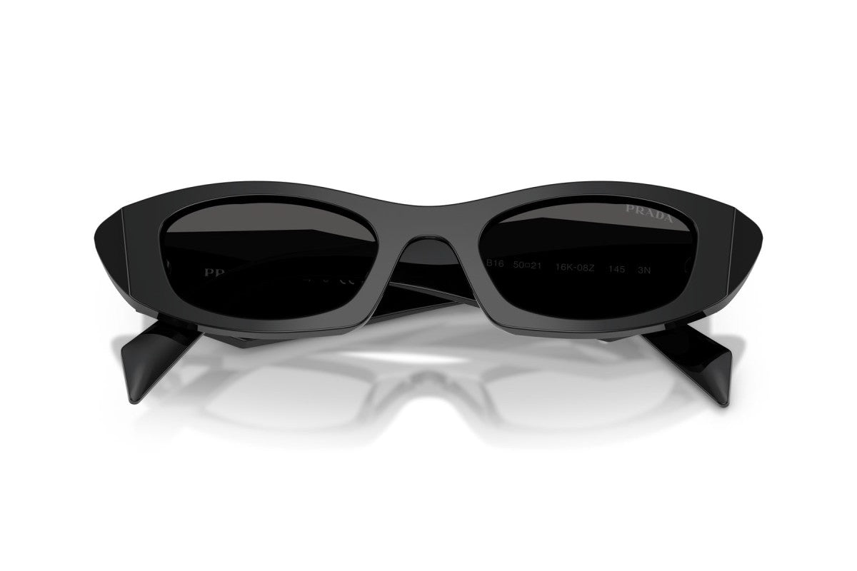Prada PRB16S Oval Sunglasses in Dark Grey Black, detail view