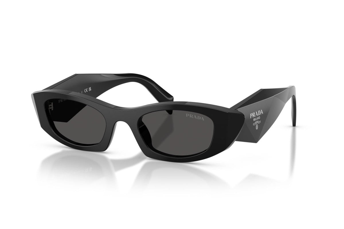 Prada PRB16S Oval Sunglasses in Dark Grey Black, angle view