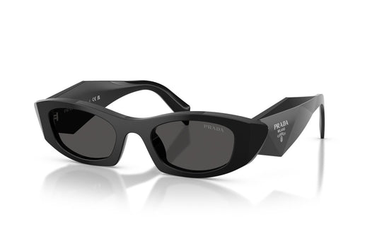 Prada PRB16S Oval Sunglasses in Dark Grey Black, angle view