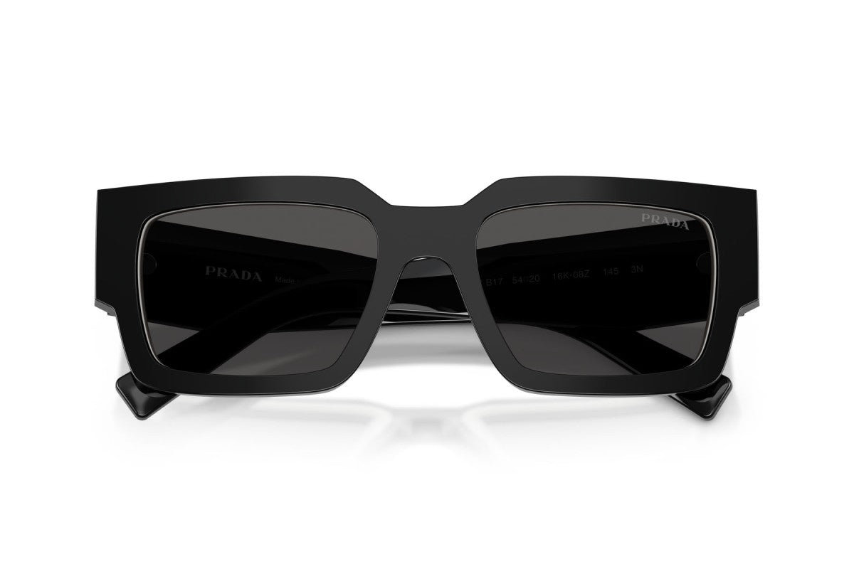 Prada PRB17S Rectangle Sunglasses in Dark Grey / Black-Talc White, detail view