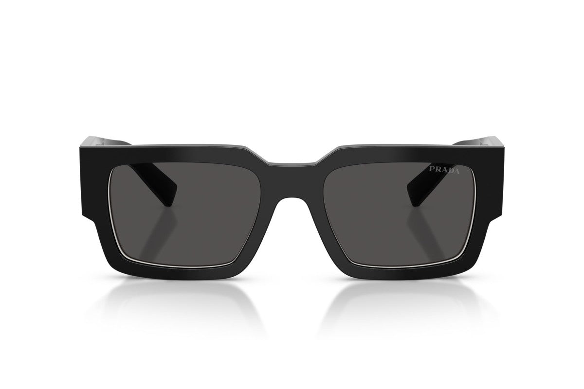 Prada PRB17S Rectangle Sunglasses in Dark Grey / Black-Talc White, front view