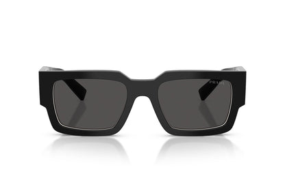 Prada PRB17S Rectangle Sunglasses in Dark Grey / Black-Talc White, front view