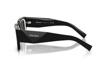 Prada PRB17S Rectangle Sunglasses in Dark Grey / Black-Talc White, side view
