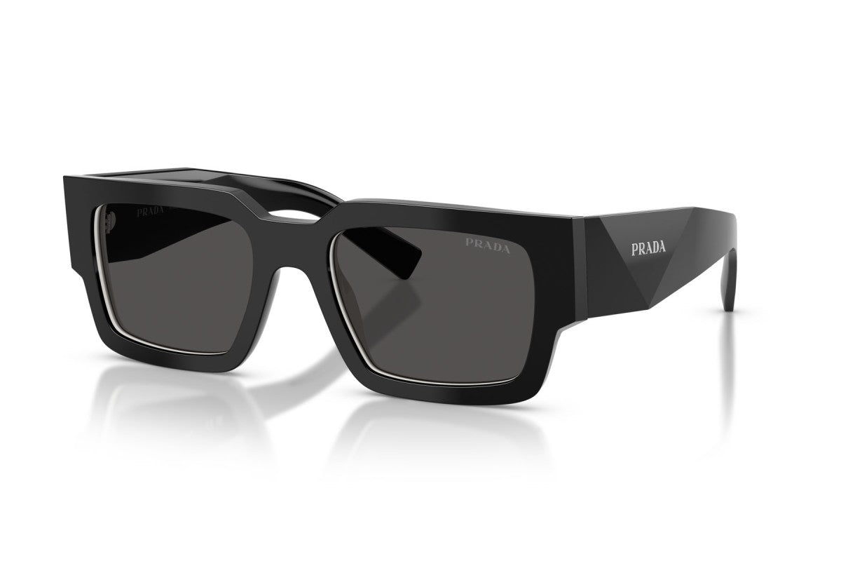 Prada PRB17S Rectangle Sunglasses in Dark Grey / Black-Talc White, angle view