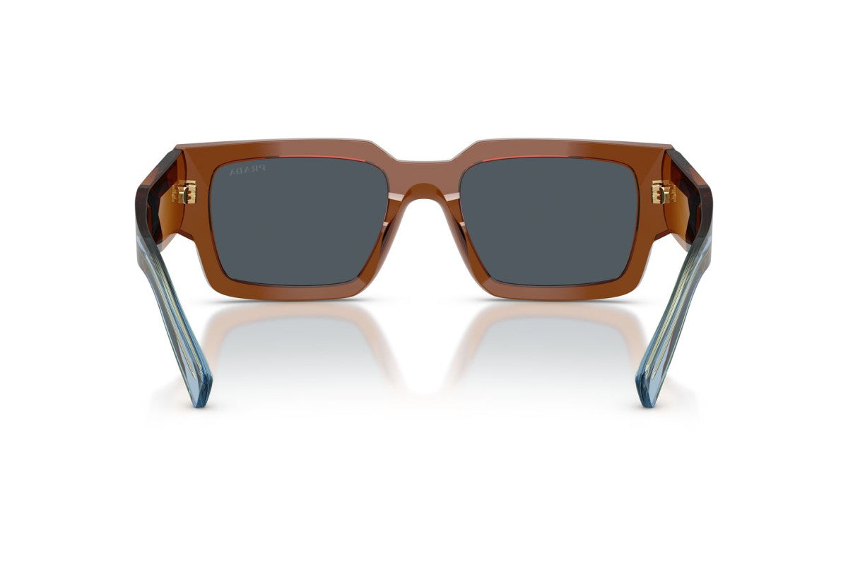 Prada PRB17S Rectangle Sunglasses in Dark Grey / Chocolate, back view