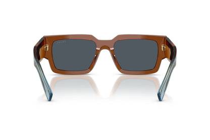 Prada PRB17S Rectangle Sunglasses in Dark Grey / Chocolate, back view