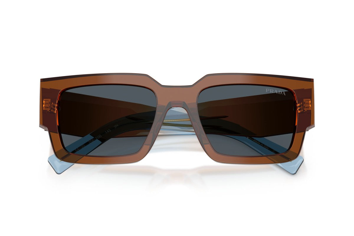 Prada PRB17S Rectangle Sunglasses in Dark Grey / Chocolate, detail view