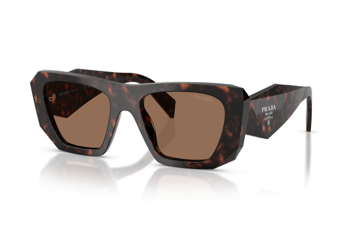 Prada PRB18S Square Sunglasses in Dark Brown / Root Tortoise, angle view