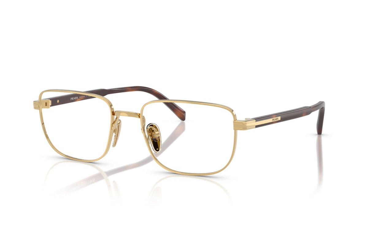 Prada PRB51V Rectangle Eyeglasses in Gold, angle view