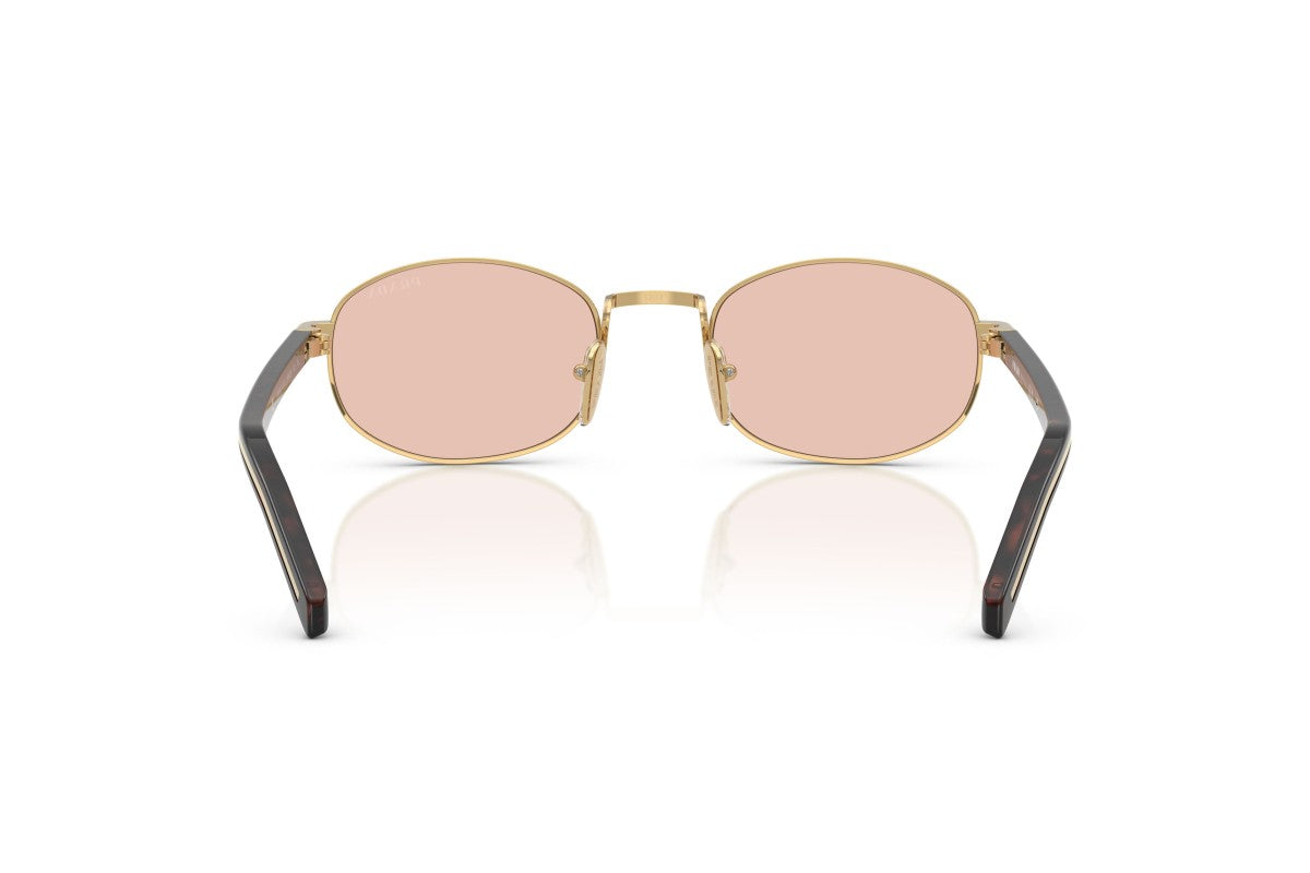 Prada PRB53S Oval Sunglasses in Pink/Gold, back view