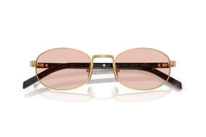 Prada PRB53S Oval Sunglasses in Pink/Gold, detail view