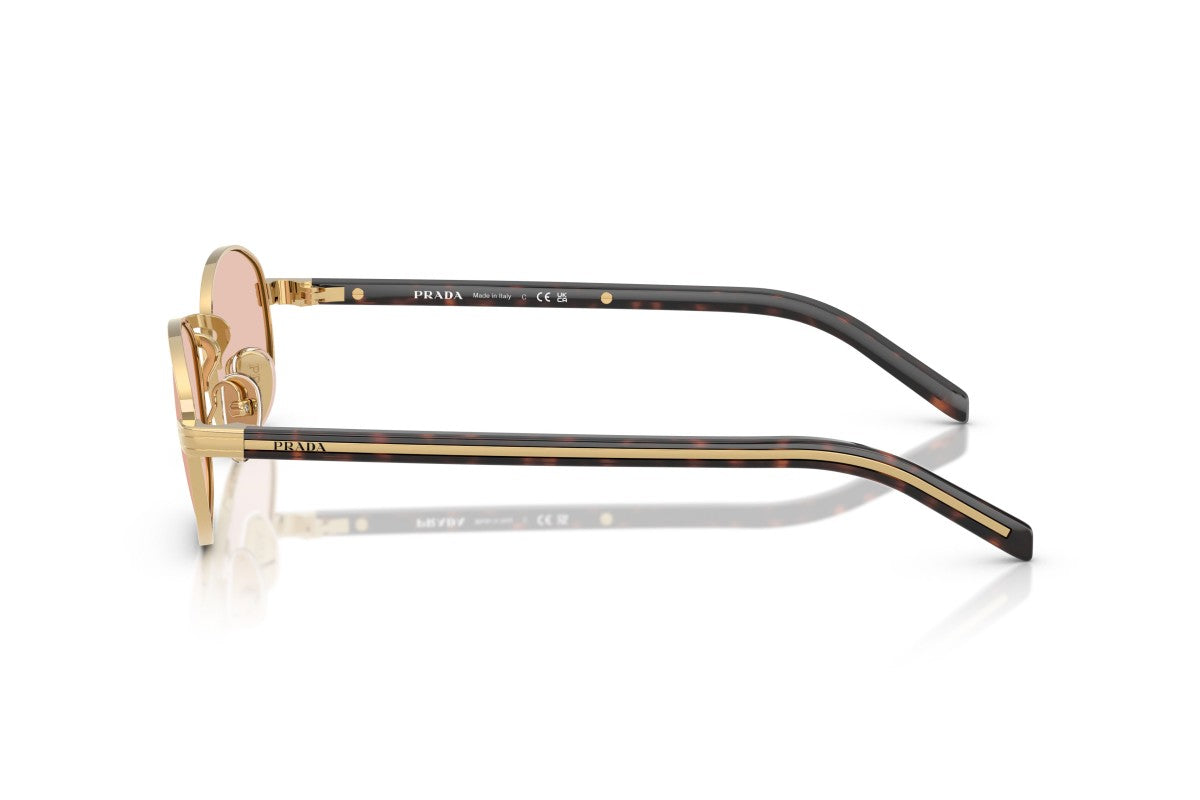 Prada PRB53S Oval Sunglasses in Pink/Gold, side view