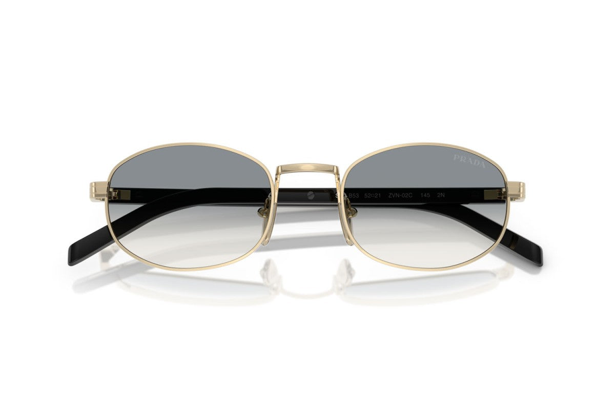 Prada PRB53S Oval Sunglasses in Gray Gradient/Pale Gold, detail view