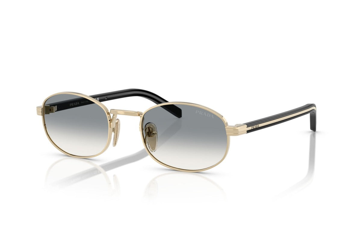 Prada PRB53S Oval Sunglasses in Gray Gradient/Pale Gold, angle view