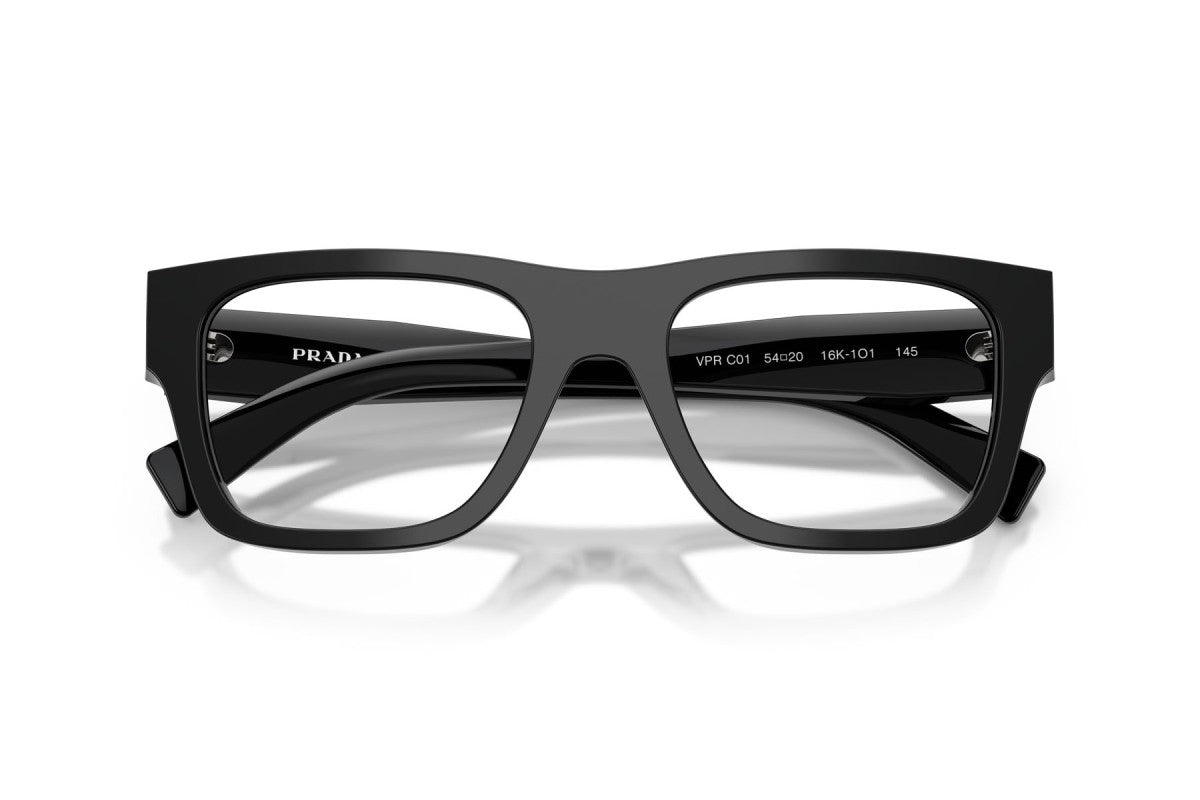 Prada PRC01V Square Eyeglasses in Black, detail view