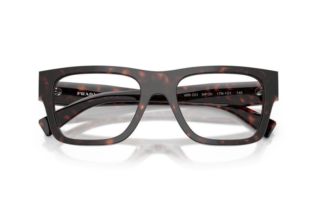 Prada PRC01V Square Eyeglasses in Root Tortoise, detail view