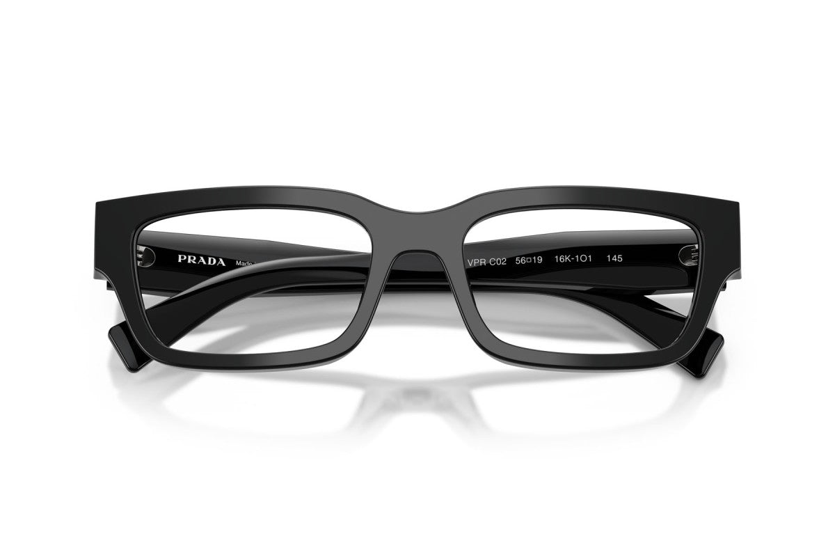 Prada PRC02V Rectangle Eyeglasses in Black, detail view