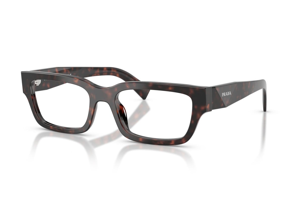 Prada PRC02V Rectangle Eyeglasses in Root Tortoise, angle view