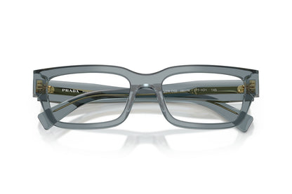 Prada PRC02V Rectangle Eyeglasses in Transparent Ocean/Blue, detail view