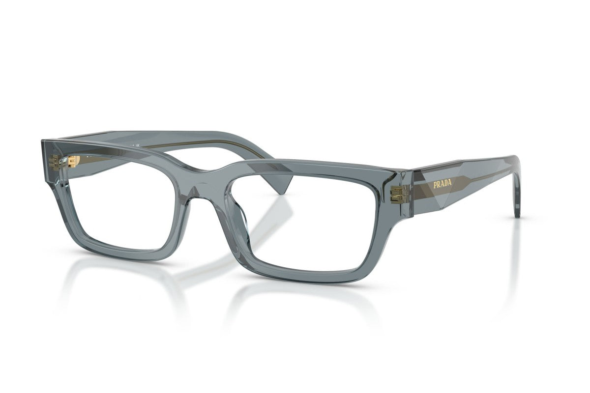 Prada PRC02V Rectangle Eyeglasses in Transparent Ocean/Blue, angle view