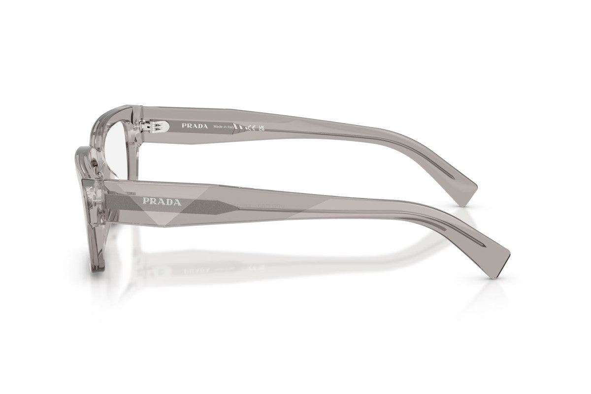 Prada PRC02V Rectangle Eyeglasses in Transparent Hematite/Grey, side view