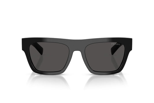 Prada PRC03S Rectangle Sunglasses in Dark Grey / Black, front view