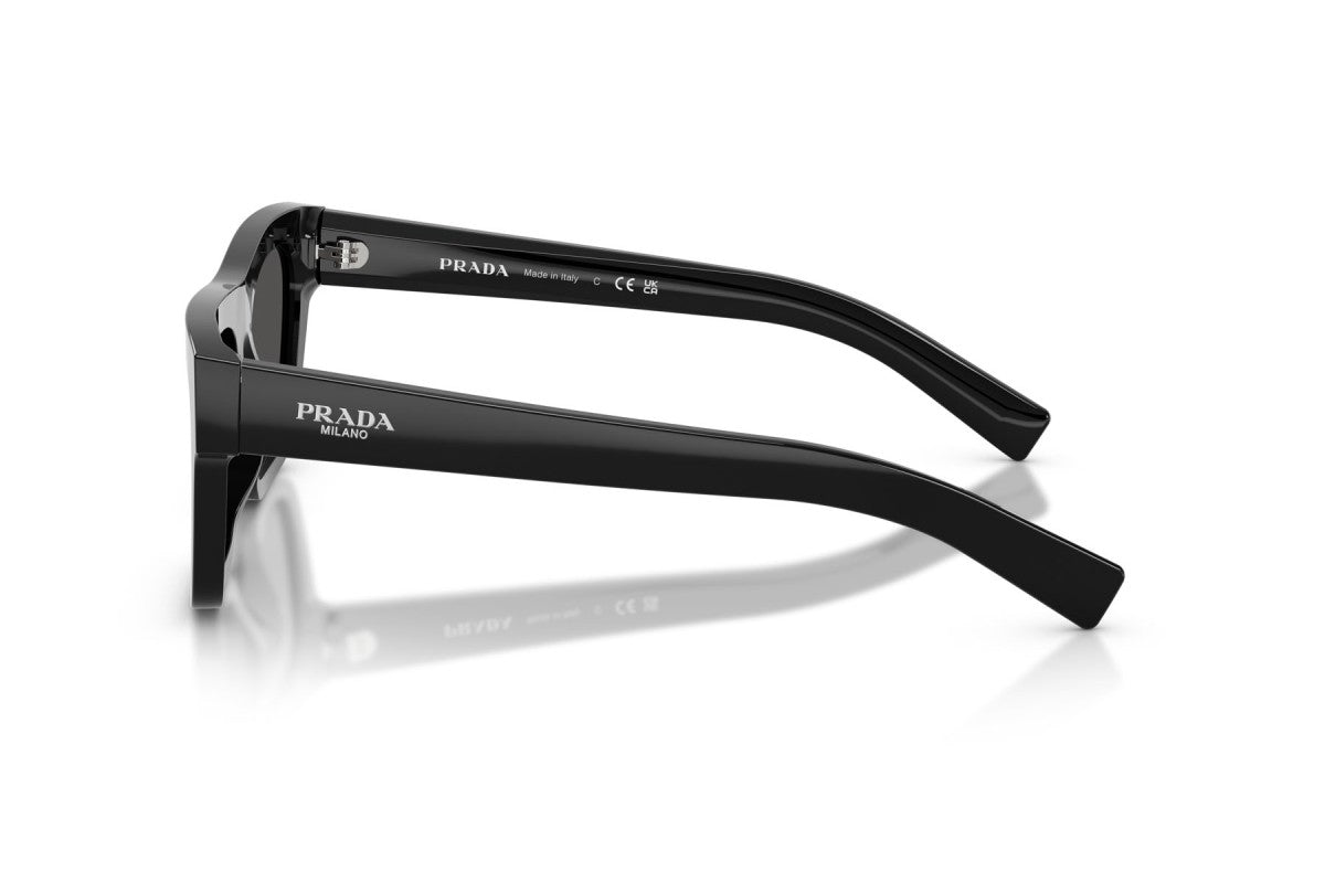 Prada PRC03S Rectangle Sunglasses in Dark Grey / Black, side view