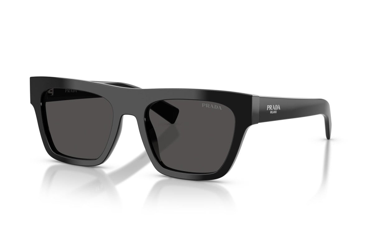 Prada PRC03S Rectangle Sunglasses in Dark Grey / Black, angle view