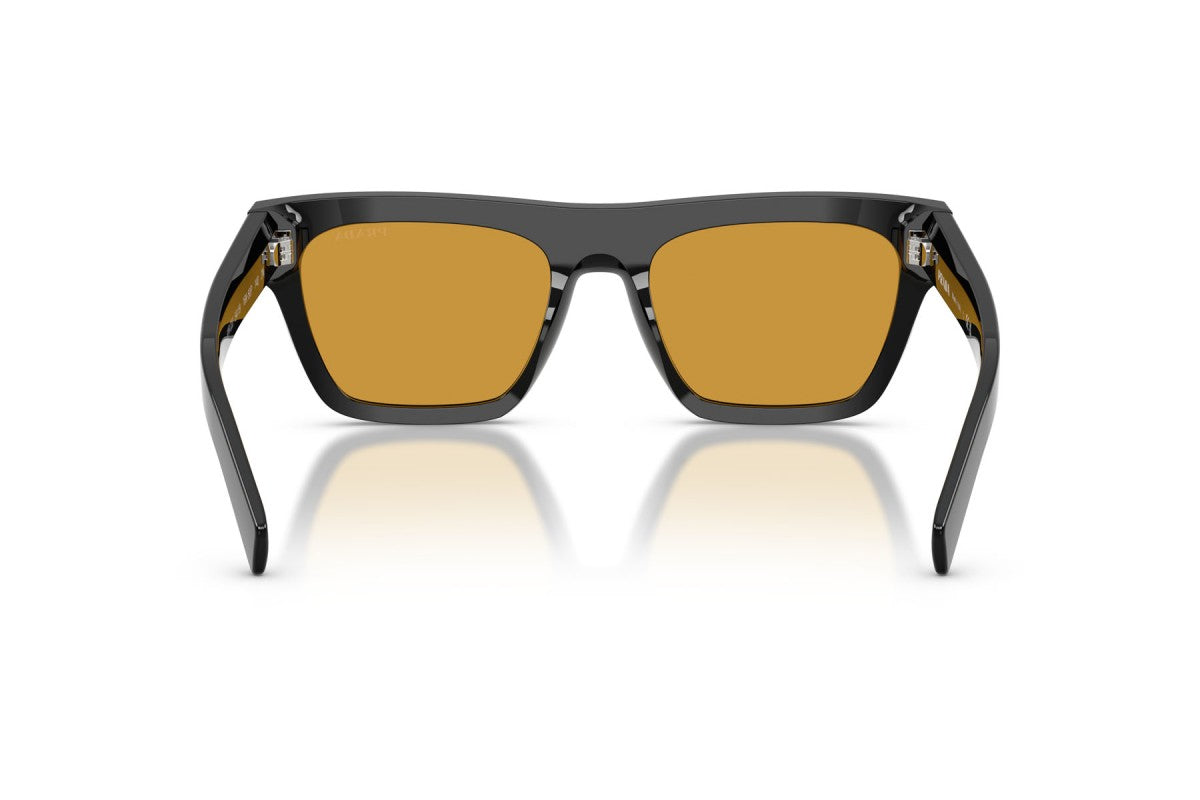 Prada PRC03S Rectangle Sunglasses in Dark Honey / Black, back view