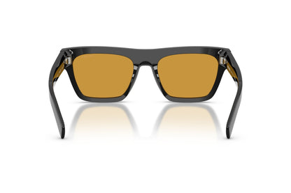 Prada PRC03S Rectangle Sunglasses in Dark Honey / Black, back view